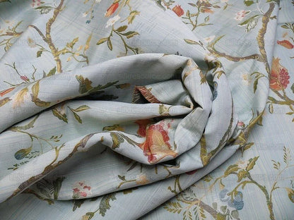 Renaissance Lampas Melograno Pom Fig Rose Tree Of Life On Sky Blue #1634