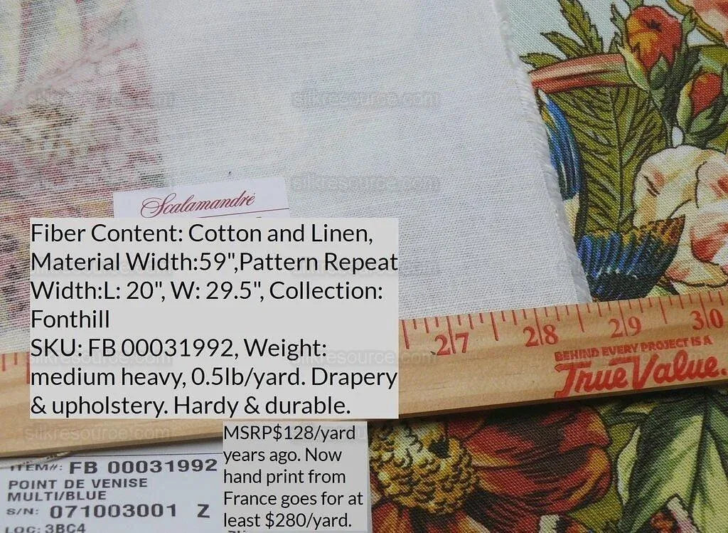 Scalamandre Point De Venise Multi On Blue Bird Lace MSRP USD 128/Y