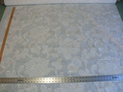 Scalamandre Granada Ivory White Peony Pomegranate Embroidery Linen MSRP USD286/Y