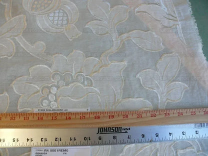 Scalamandre Granada Ivory White Peony Pomegranate Embroidery Linen MSRP USD286/Y