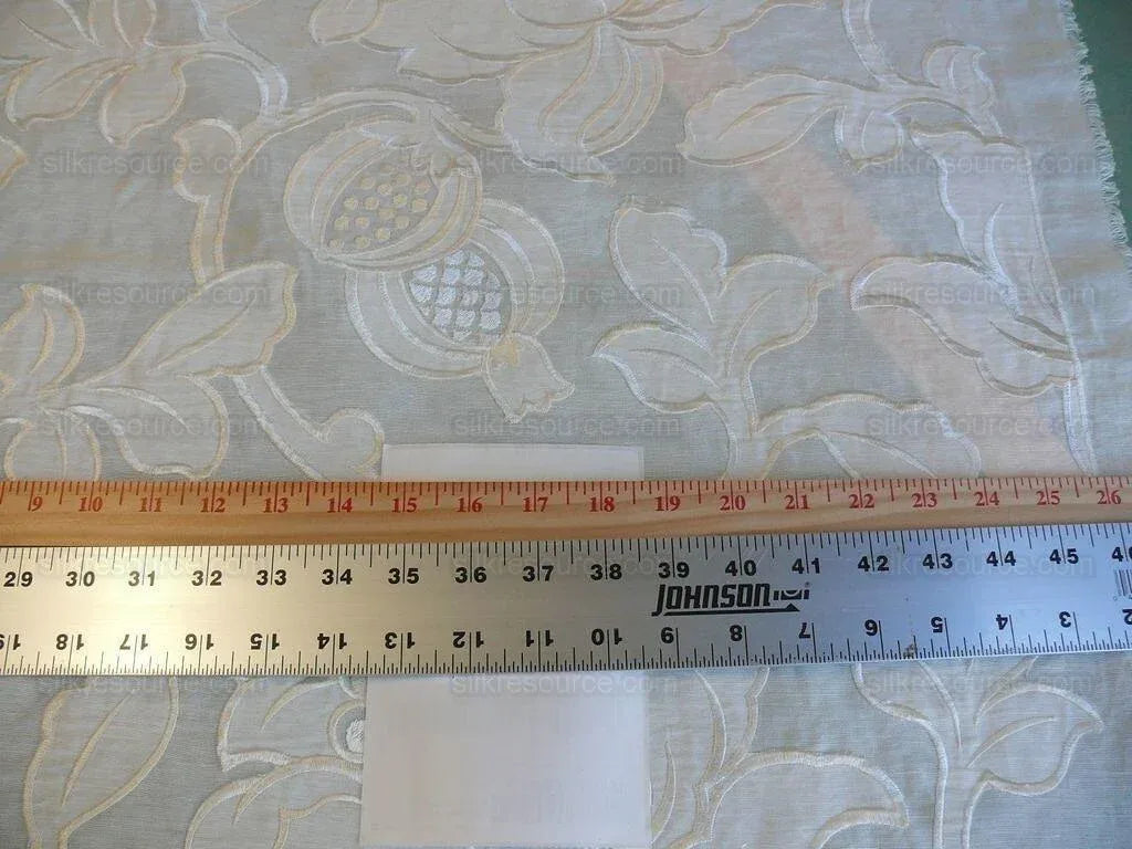 Scalamandre Granada Ivory White Peony Pomegranate Embroidery Linen MSRP USD286/Y