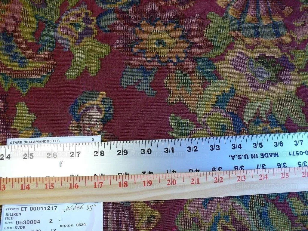 Scalamandre Biliken Red Mediaval Lady Heavy! Wool Tapestry Music Dance Harvest USD 288/y