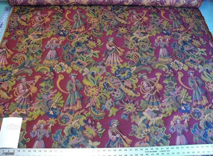 Scalamandre Biliken Red Mediaval Lady Heavy! Wool Tapestry Music Dance Harvest USD 288/y