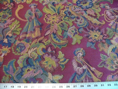 Scalamandre Biliken Red Mediaval Lady Heavy! Wool Tapestry Music Dance Harvest USD 288/y