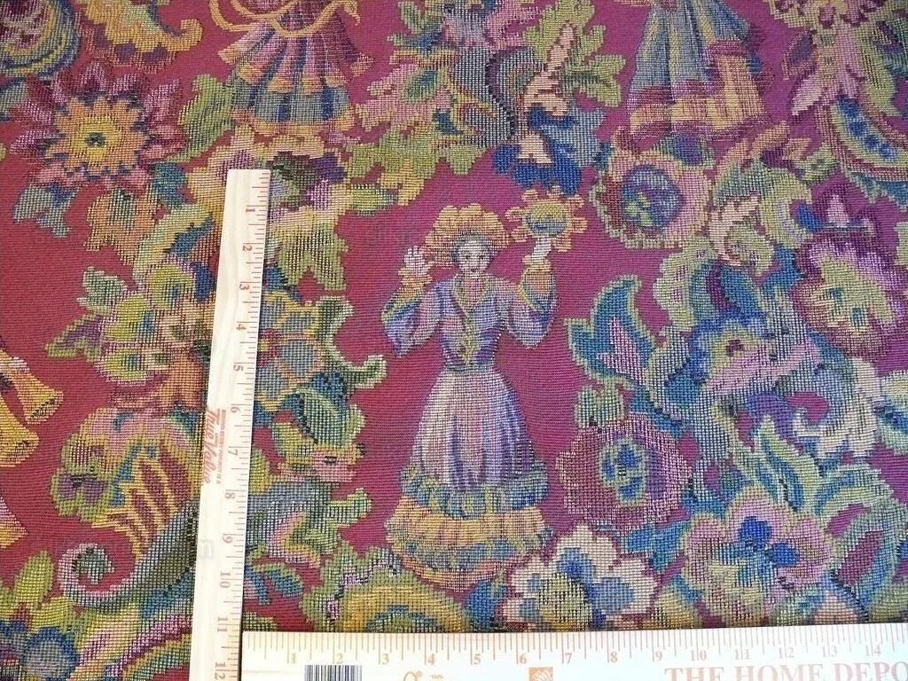 Scalamandre Biliken Red Mediaval Lady Heavy! Wool Tapestry Music Dance Harvest USD 288/y