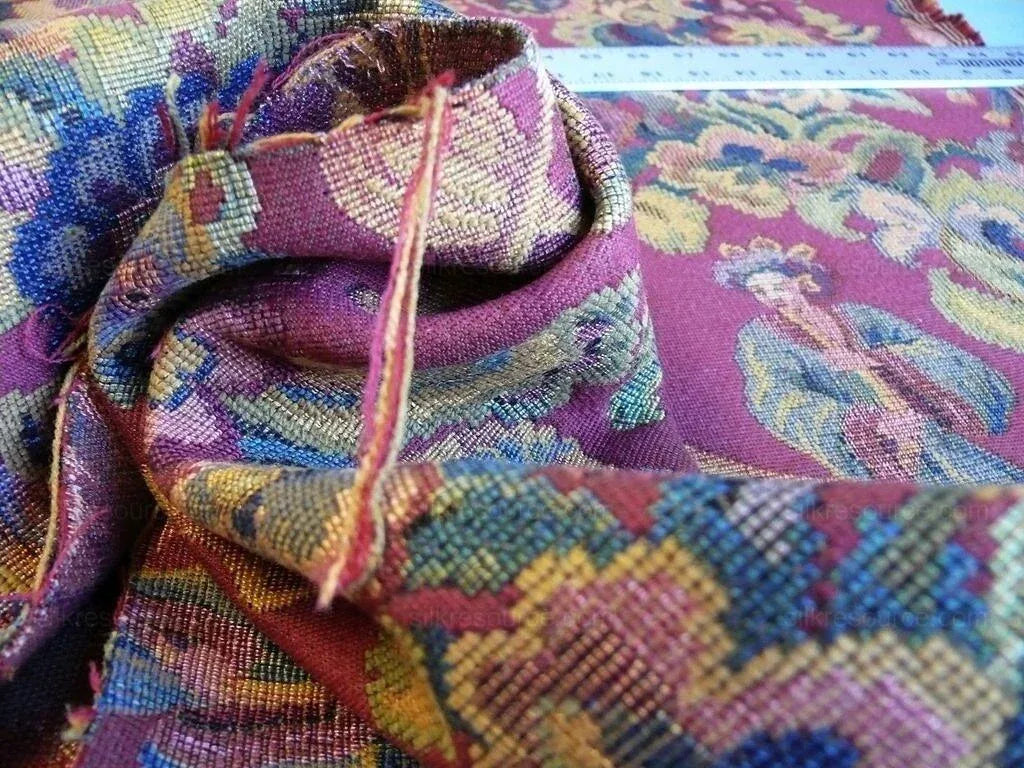 Scalamandre Biliken Red Mediaval Lady Heavy! Wool Tapestry Music Dance Harvest USD 288/y