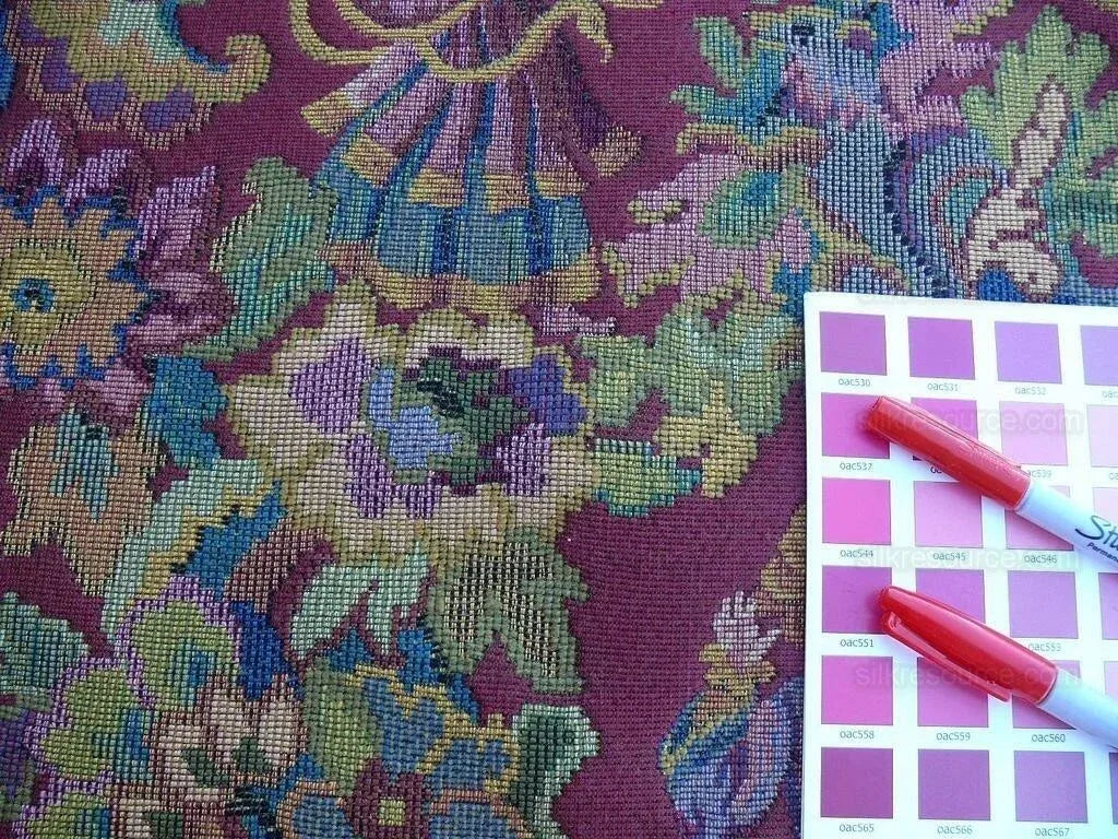 Scalamandre Biliken Red Mediaval Lady Heavy! Wool Tapestry Music Dance Harvest USD 288/y