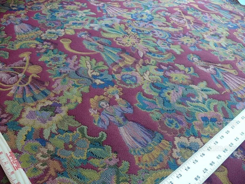 Scalamandre Biliken Red Mediaval Lady Heavy! Wool Tapestry Music Dance Harvest USD 288/y