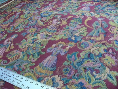 Scalamandre Biliken Red Mediaval Lady Heavy! Wool Tapestry Music Dance Harvest USD 288/y