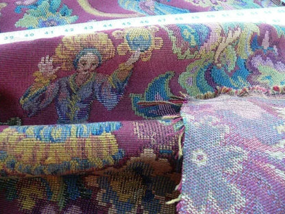 Scalamandre Biliken Red Mediaval Lady Heavy! Wool Tapestry Music Dance Harvest USD 288/y