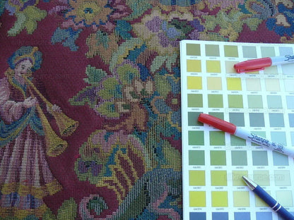 Scalamandre Biliken Red Mediaval Lady Heavy! Wool Tapestry Music Dance Harvest USD 288/y