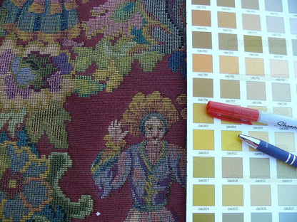 Scalamandre Biliken Red Mediaval Lady Heavy! Wool Tapestry Music Dance Harvest USD 288/y