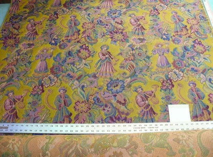 Scalamandre Biliken Yellow Mediaval Lady Heavy! Wool Tapestry Music Dance Renaissance Fair Harvest USD 288/y