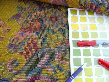 Scalamandre Biliken Yellow Mediaval Lady Heavy! Wool Tapestry Music Dance Renaissance Fair Harvest USD 288/y