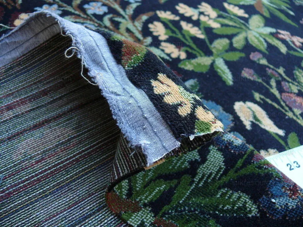 6y Lee Jofa Mille Fleurs Wildflowers On Black Velvet Pink Red Gr