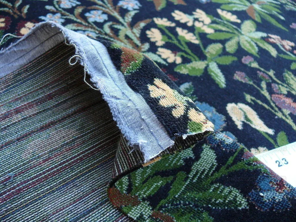 6y Lee Jofa Mille Fleurs Wildflowers On Black Velvet Pink Red Gr