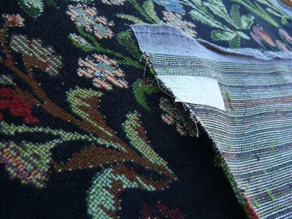 6y Lee Jofa Mille Fleurs Wildflowers On Black Velvet Pink Red Gr