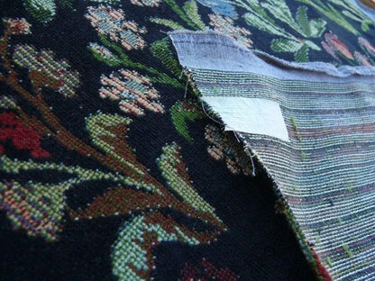 6y Lee Jofa Mille Fleurs Wildflowers On Black Velvet Pink Red Gr