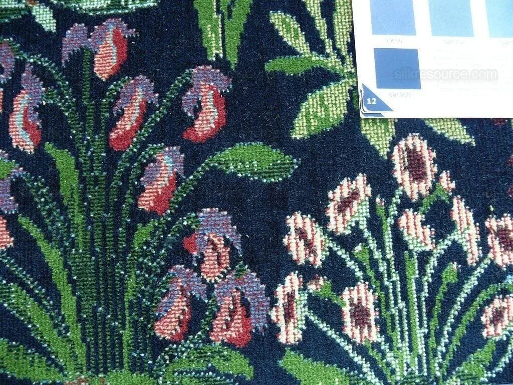 6y Lee Jofa Mille Fleurs Wildflowers On Black Velvet Pink Red Gr