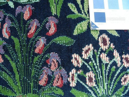 6y Lee Jofa Mille Fleurs Wildflowers On Black Velvet Pink Red Gr