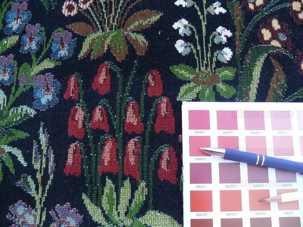 6y Lee Jofa Mille Fleurs Wildflowers On Black Velvet Pink Red Gr