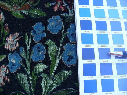 6y Lee Jofa Mille Fleurs Wildflowers On Black Velvet Pink Red Gr