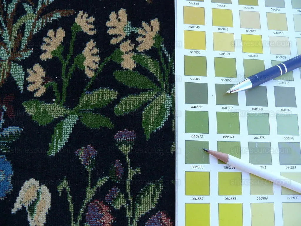 6y Lee Jofa Mille Fleurs Wildflowers On Black Velvet Pink Red Gr