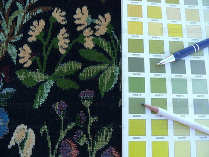 6y Lee Jofa Mille Fleurs Wildflowers On Black Velvet Pink Red Gr