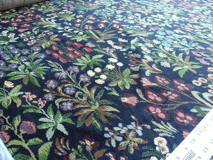 6y Lee Jofa Mille Fleurs Wildflowers On Black Velvet Pink Red Gr