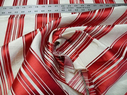 Brunschwig &amp; Fils Vilmorin Satin Stripe Lipstick Red MSRP USD 290/y