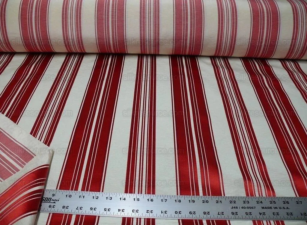 Brunschwig &amp; Fils Vilmorin Satin Stripe Lipstick Red MSRP USD 290/y