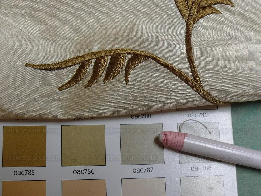 BY Yard Kravet Silk Embroidery Red Pink Flower On Pale Butter #1644