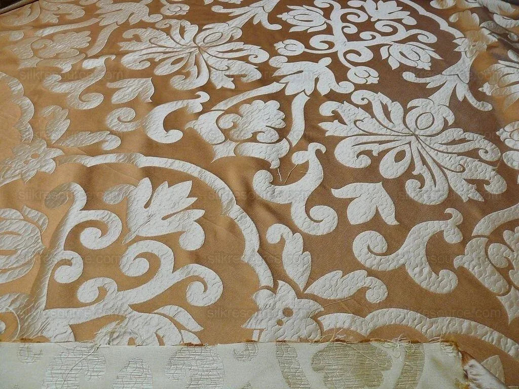 1.2Yard 100% Silk Damask Classic Radiant Copper Cinnamon Simple Renaissance