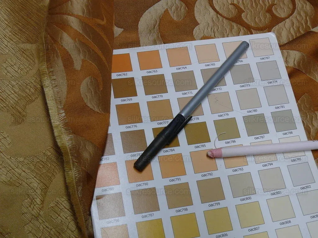 1.2Yard 100% Silk Damask Classic Radiant Copper Cinnamon Simple Renaissance