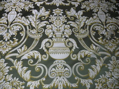 By yard Scalamandre Neoclassical Emma’s Urns Deep Green Gold 100% Silk MSRP USD459/y