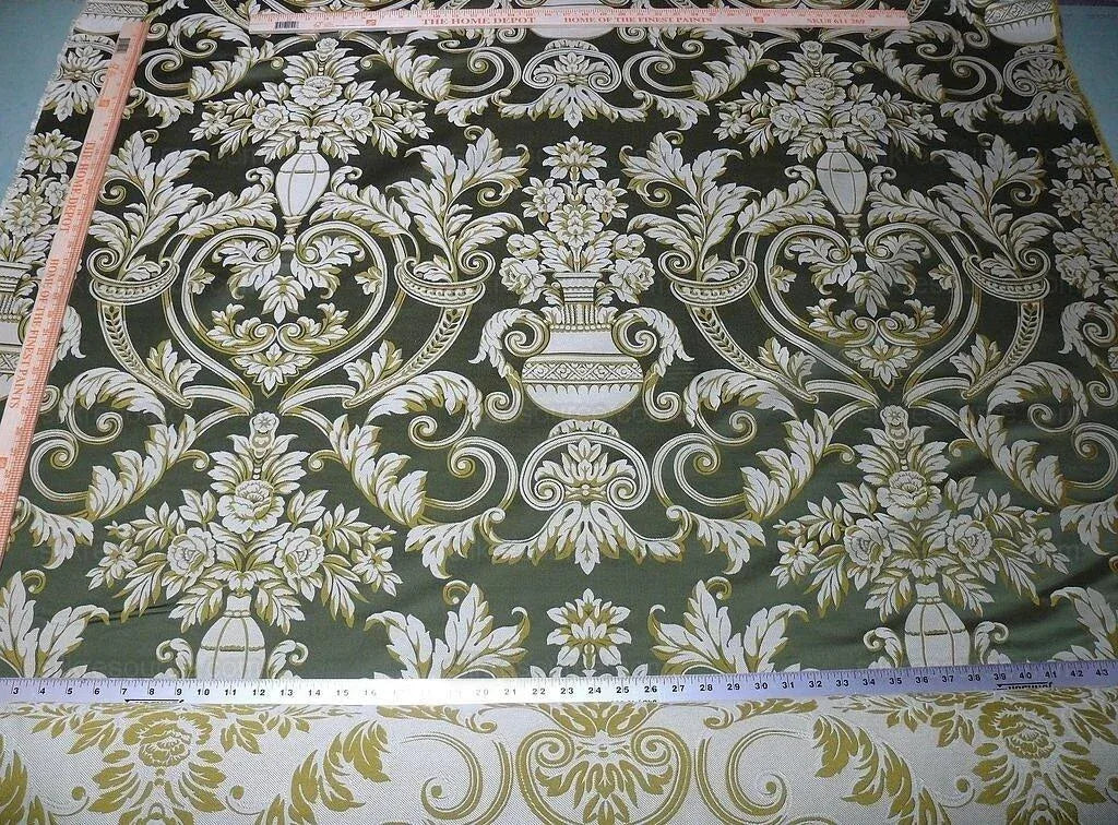 By yard Scalamandre Neoclassical Emma’s Urns Deep Green Gold 100% Silk MSRP USD459/y