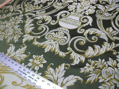 By yard Scalamandre Neoclassical Emma’s Urns Deep Green Gold 100% Silk MSRP USD459/y