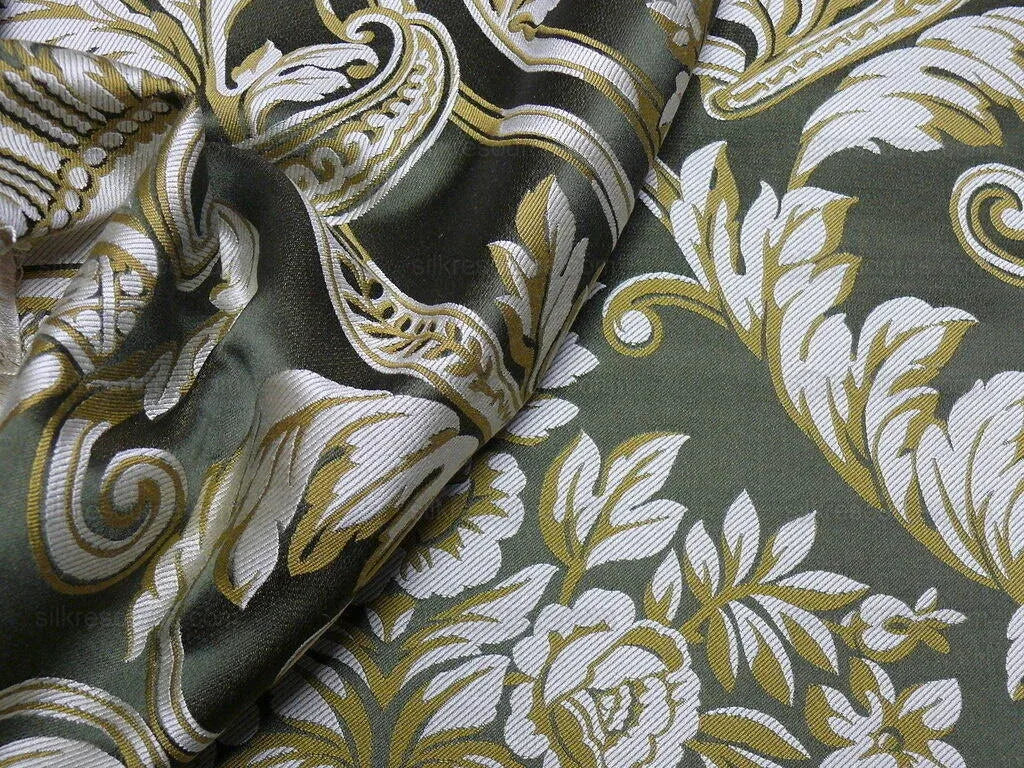By yard Scalamandre Neoclassical Emma’s Urns Deep Green Gold 100% Silk MSRP USD459/y