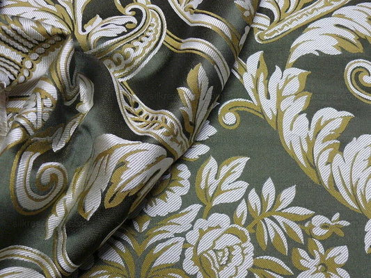 By yard Scalamandre Neoclassical Emma’s Urns Deep Green Gold 100% Silk MSRP USD459/y