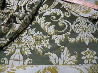 By yard Scalamandre Neoclassical Emma’s Urns Deep Green Gold 100% Silk MSRP USD459/y