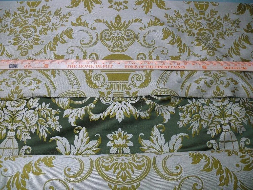 By yard Scalamandre Neoclassical Emma’s Urns Deep Green Gold 100% Silk MSRP USD459/y