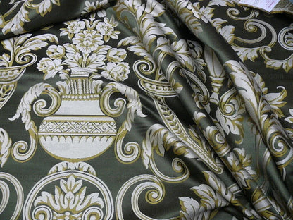 By yard Scalamandre Neoclassical Emma’s Urns Deep Green Gold 100% Silk MSRP USD459/y