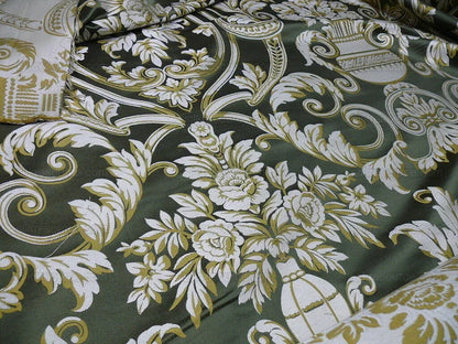 By yard Scalamandre Neoclassical Emma’s Urns Deep Green Gold 100% Silk MSRP USD459/y