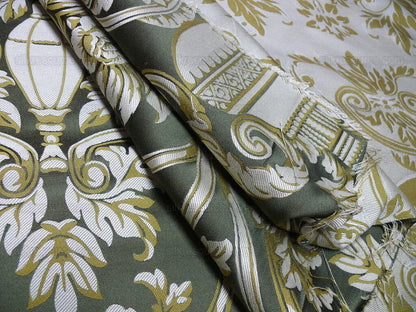 By yard Scalamandre Neoclassical Emma’s Urns Deep Green Gold 100% Silk MSRP USD459/y