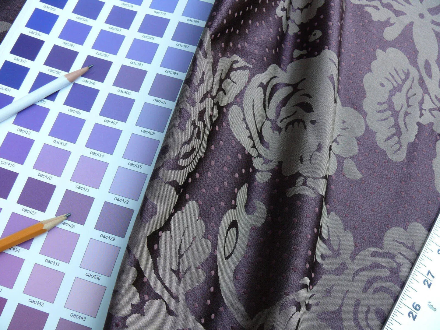 4.38y Lee Jofa Mulberry Home Eliza Aubergine Purple English Rose MSRP USD 250/Y