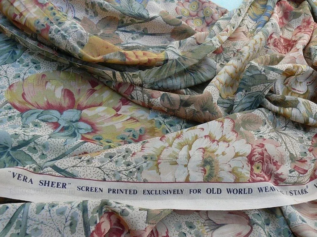 Scalamandre Vera Sheer Exuberant Dalia Fields Cotton Voile from Italy MSRP USD 188/Y