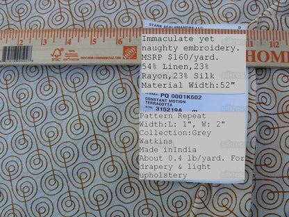 Scalamandre Constant Motion Terracotta  Grey Watkins MSRP USD 160/Y