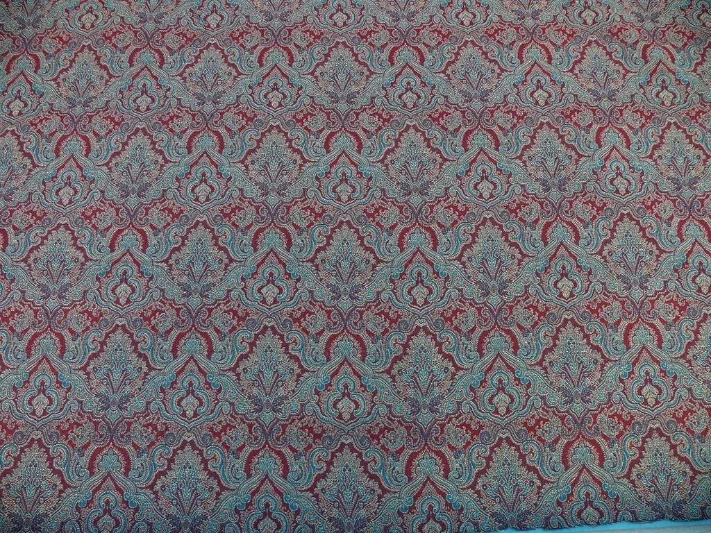 Amulya Ruby Red Green Scalamandre Renaissance Medallion Indian Arab Damask MSRP USD 248/Y