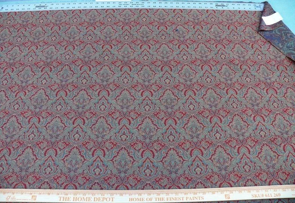 Amulya Ruby Red Green Scalamandre Renaissance Medallion Indian Arab Damask MSRP USD 248/Y