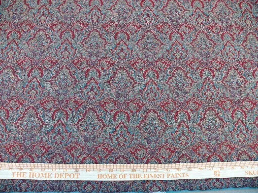 Amulya Ruby Red Green Scalamandre Renaissance Medallion Indian Arab Damask MSRP USD 248/Y